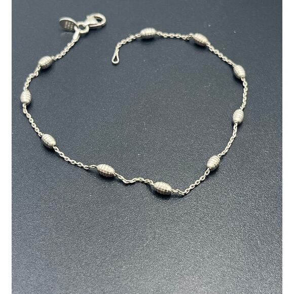 Signed Fine Sterling Silver 950 Large Bracelet or Small Anklet 2.44 grams, 9" - Picture 2 of 11